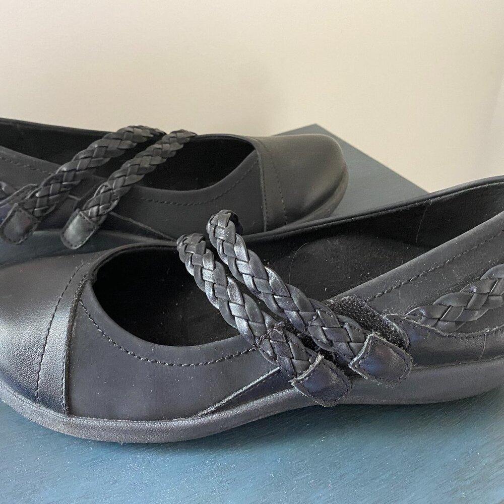 Aetrex Annie Mary Jane Black Leather Shoes Size 7.5-8